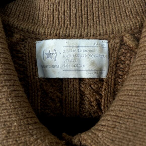 Women's Reiss Tan cableknit cardigan szM - Picture 2 of 5